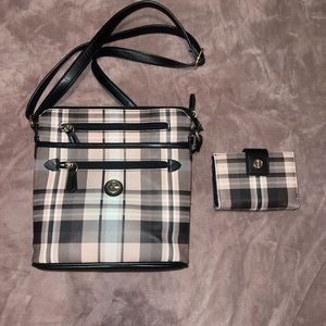 Giani Bernini Plaid crossbody purse and wallet